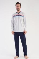 Férfi hosszú ujjú pizsama, hosszú nadrág 3050510000 XL szürke
