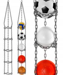 FBSYS Labdatartó Állvány, 5 labdához, ezüst, 173cm, állítható hosszabbítóval (5905965237094)