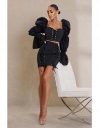  Club L Fekete Mini Cipzáras Szoknya (36) (580011)