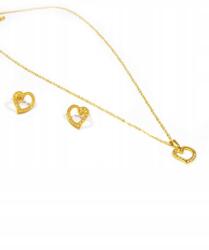  Acél fülbevaló és nyaklánc szett, arany szívekkel (AMDR) - allegro - 5 460 Ft