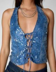 Nasty Gal Kék Flitteres Kötött Felső Rövid Party Klasszikus Nasty Gal L