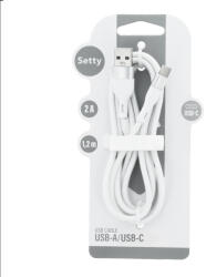 Setty KSA-C-1.220 USB-A - Type-C kábel 2A 1.2m - fehér