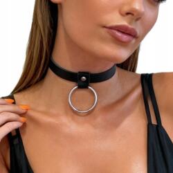  Choker Bőr nyakörv nagy arany karikával 40mm