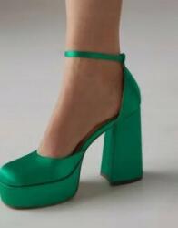  Zöld Szatén Magassarkú Cipő Magas Platform Faith 38-AS (BQQ20293)