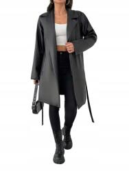 Shein Tall Kabát Fekete Ökobőr Kötött 36 S__s