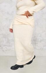 Prettylittlething Krémszínű Kötött Maxi Szoknya Gumis Derékkal Prettylittlething XXL