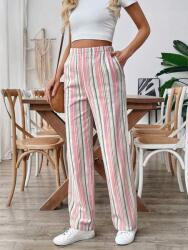 Shein DC16219 Shein Csíkos, Magas Derékú Szövetnadrág (39) S