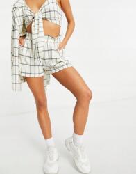 Krémszínű Női Kockás Laza Rövidnadrág 38 M 1AAA