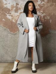 Shein Világos Kapucnis Melegítő Pulóver Szürke Sima Laza Klasszikus Shein 32/34