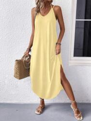 Shein IC52308 Shein Sima Sárga Maxi Ruha Pánttal (41) XL