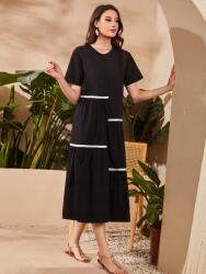 Shein Kontrasztos Ruha, fekete, Size 36