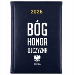 FunnyCase Könyvnaptár 2026 Isten Becsület Haza Sötétkék Tervező Ajándék Minták (Kalendarz Granatowy BÓG HONOR OJCZYZNA)