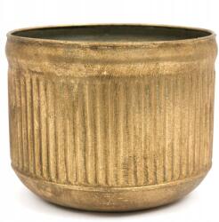 Styldekor Virágtartó Fém Fedél Arany 16x19cm Bordázott Retro Antik 15 20 (0405641-2AP)