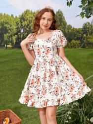 Shein Krémszínű Ruha Színes Mintával (8-9L) (587391)