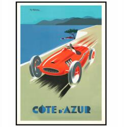  Poszter Grand Prix Franciaország Azúrkék tengerpart 50x70 (Plakat Wyścigi Motoryzacja Auta Auto)