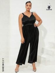 Shein HC34102 Shein Elegáns Fekete Fodros Overál 44-ES