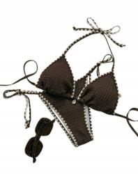 Shein Kétrészes Fodros Fürdőruha, barna, Size L