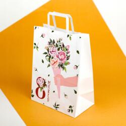 Nőnapi nyomott mintás kézitáska március 8-ra ajándék 25x15x32cm 1db