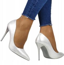 News Ezüst Magassarkú Cipő Női Silver Divatos Kényelmes Magasszárú Felső 36 (AH68 SILVER)