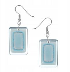  Téglalap alakú lógós fülbevaló kék színben (0613-1008)