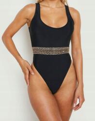 Boohoo LC71310 Boohoo Fekete Hímzett, Flitteres Fürdőruha (35) S