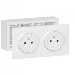 Legrand Priza dubla Legrand dooxie 16A cu rama alb instalare rapida (LEG300403)