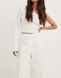 NA-KD Fehér Rövid Aszimmetrikus Egyujjas Bordázott Felső Na-kd S