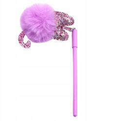 Lean Golyóstoll Zselés Dugó Lila Pomponnal Kék Tinta 17cm 0.5mm (21750)