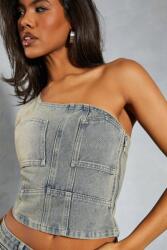  Kék Egyvállas Farmer Felső Cipzárral Misspap 36-OS