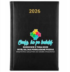 FunnyCase Könyvnaptár 2026 Az Én Gondolataim Kirakott Puzzle Fekete Ajándék Minták (Kalendarz Czarny MOJE MYŚLI TO UŁOŻONE PUZLLE)