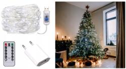  Karácsonyfa Lámpa Led Zsinór Usb Távirányítóval Tápegység Hideg Fehér 2m (5905247734303)