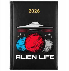 FunnyCase Könyvnaptár 2026 Alien Life Fekete tervező Ajándék határidőnapló Wz (Kalendarz Czarny ALIEN LIFE)