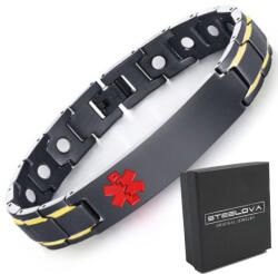 STEELOVA Orvosi acél karkötő Neodímium mágnesek (BS1687b)