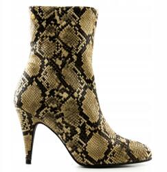 Tommy Hilfiger Bézs bakancs Tommy Hilfiger női magassarkú cipő kígyóbőr cipzáras 40 (FW0FW04498 AAT)