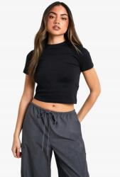 Boohoo KC52303 Boohoo Sima Fekete Basic Póló (35) XL