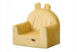 Baby-Raj Gyerekülés-fotel-puff Háttámlával, mustárszínű maci (Baby-Raj Fotel)