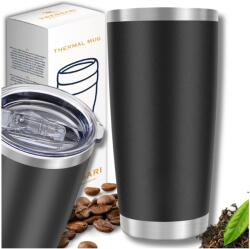 Tressari Nagy, fekete termobögre 600 ml, Tressari termosz kávéhoz, teához, szivárgásmentes