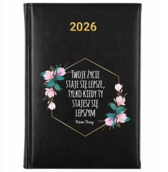 FunnyCase Könyvnaptár 2026 Az Életed Jobbá Válik Fekete Ajándék Minták (Kalendarz Czarny TWOJE ŻYCIE STAJE SIĘ LEPSZE)