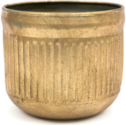 Styldekor Virágtartó Fém Fedél Arany 13x15cm Bordázott Retro Antik 10 (0405641-1AP)