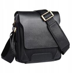  Férfi válltáska Postás Táska fekete bőr (10032)