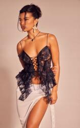 Prettylittlething Fekete Csipkés Felső (38) (564208)