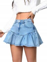 Shein Farmer Szoknya Kék Fodros Mini 38 M__M