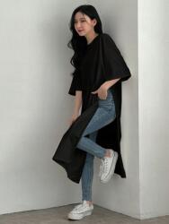 Shein Hosszú Ujjú Póló Fekete Kivágással 38 M__M