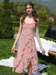 Shein IC72103 Shein Ruha MIDI Virágmintás Fodros Vállpánt S