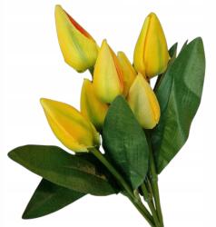 Művirág Tulipán sárga 9 fej 3cm Tavaszi Dekorációs Csokor 41cm (WD-190A)