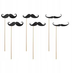 Party Deco Papír bajusz Party Deco pálcikákon 6 db fekete (5901157463197)