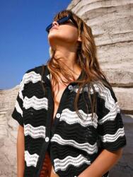 Shein T13113 Shein Kötött Póló Kontraszt Csíkos (40) L