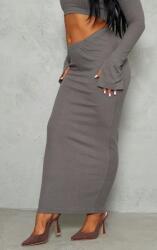 Prettylittlething Szürke Bordázott Maxi Szoknya Alacsony Derékkal Prettylittlething 36