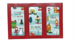 12 db-os karácsonyi képeslap szett borítékkal játszó gyerekek Ajándék (D)