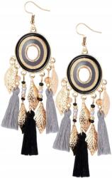 EdiBazzar Arany színű, lógó, rojtokkal díszített fülbevaló, Boho vintage kézműves stílusban, divatos (Kolczyki Złote frędzle wiszące chwost BOHO)